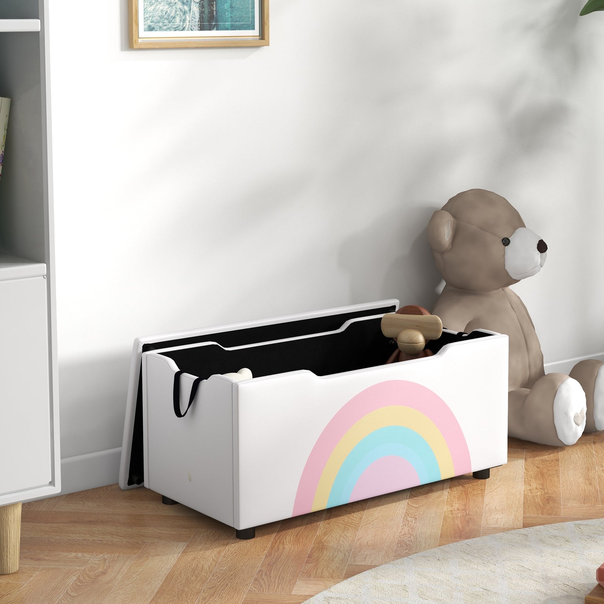 Toy Chest, Kids Toy Bench Box, Lightweight Storage Bench with Lid and Side Handles, for Nursery Room Playroom Bedroom, Gift for 3-8 Years Old, White Baby & Kids Storage   at Gallery Canada