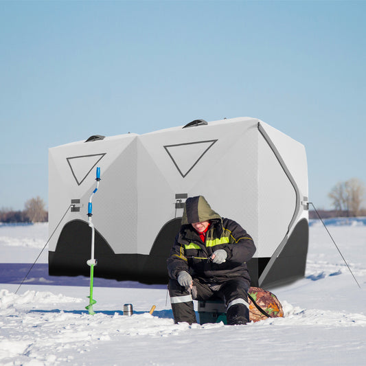 8-Person Insulated Ice Fishing Tent Shelter with Ventilation Windows and Carry Bag, for -22℉, Grey Ice Fishing Tents   at Gallery Canada