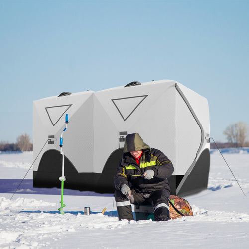 8-Person Insulated Ice Fishing Tent Shelter with Ventilation Windows and Carry Bag, for -22℉, Grey