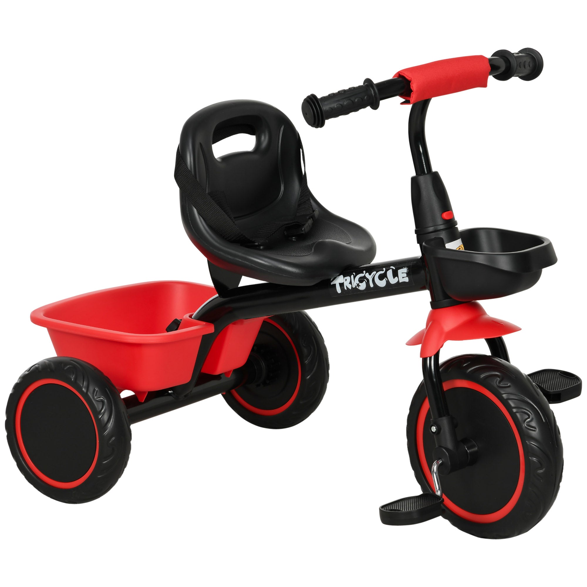 Large Kids Tricycle for Toddler 2-5 Year Old Girls and Boys, Toddler Trike Bike with Adjustable Seat, Safety Belt, Two Storage Baskets, Red Tricycles for Kids Red at Gallery Canada