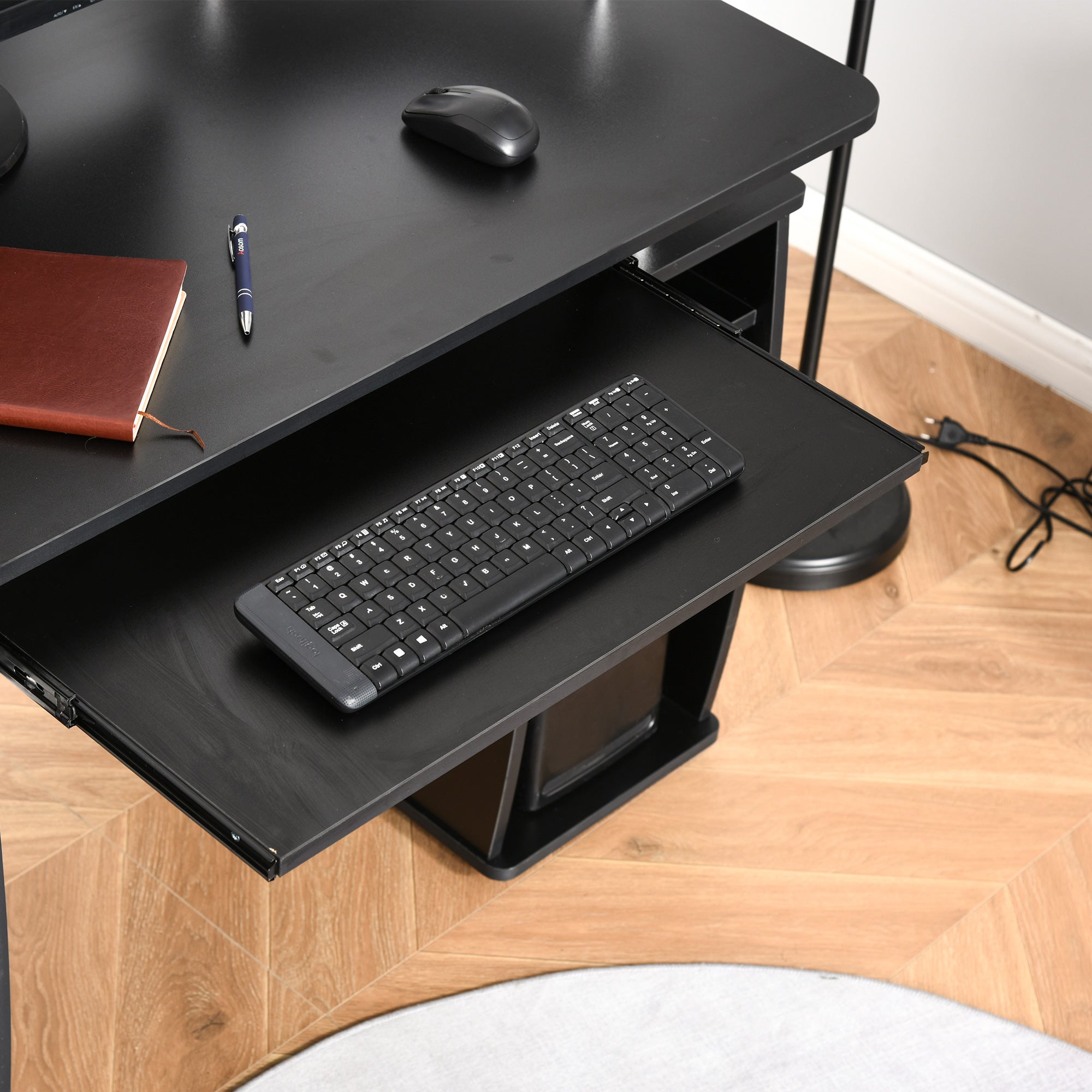 Computer Desk with Keyboard Tray, CPU Stand, Writing Desk with Drawers, Workstation for Home Office, Black Computer Desks at Gallery Canada