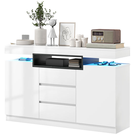 Sideboard Storage Cabinet with LED Lights, White Storage Cabinets   at Gallery Canada