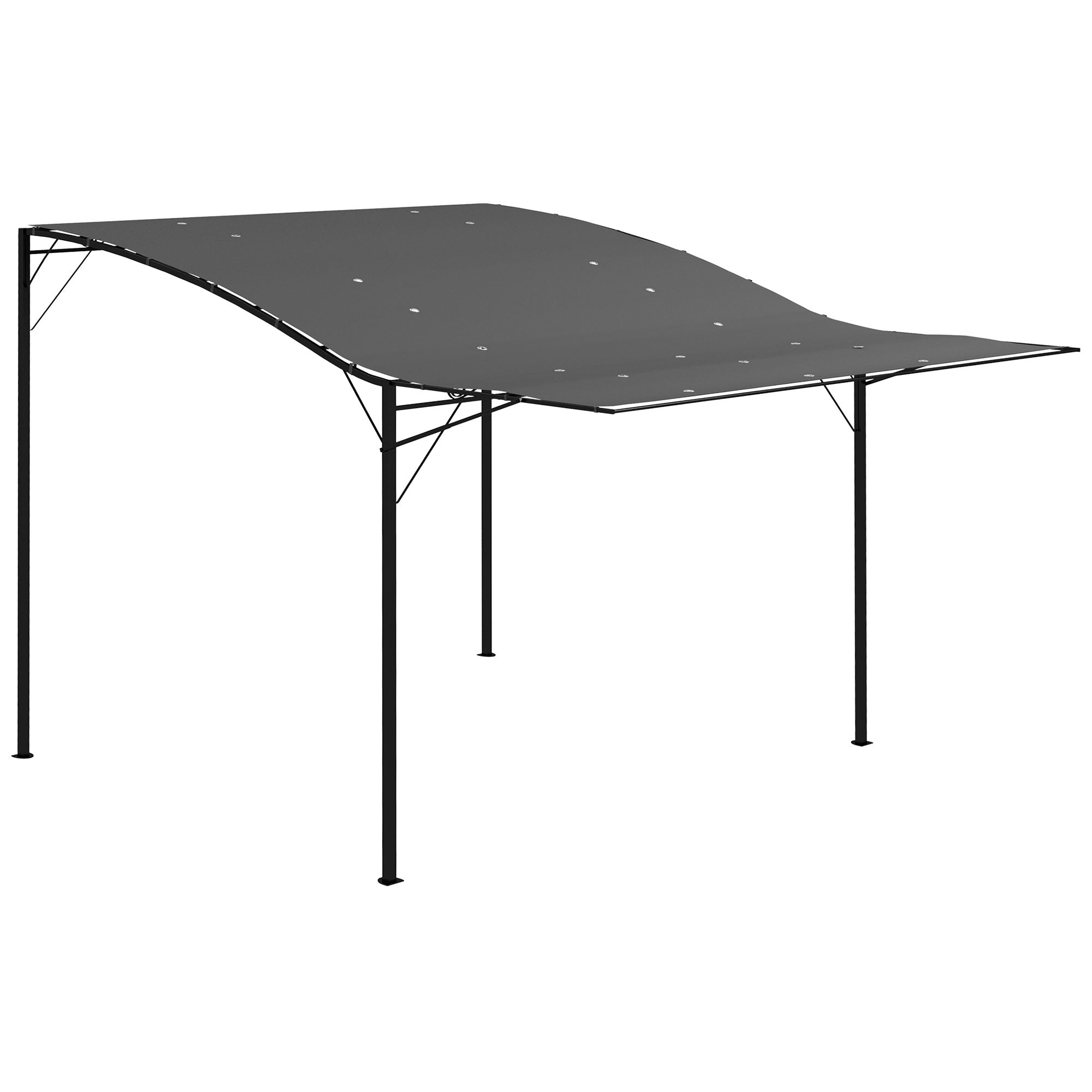 10x8ft Patio Metal Gazebo with Extendable Side Awning, Outdoor Shelter Shade Canopy Deck Awning, Dark Grey Pergolas Multi Colour at Gallery Canada