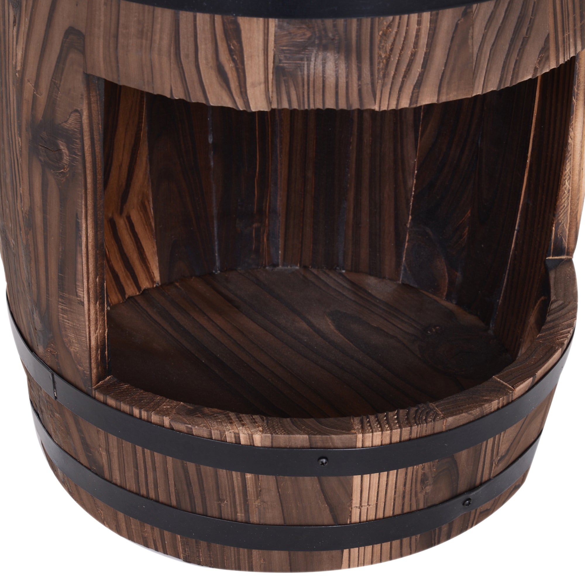 Wooden Outdoor Fountain, Electrical Barrel Waterfall with 3600r/min Speed Pump for Patio, Backyard, Carbonized Water Fountains at Gallery Canada