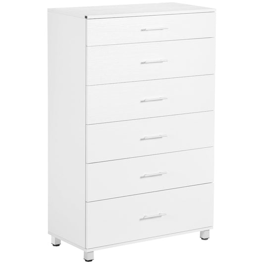 6 Drawer Cabinet, Drawer Chest for Bedroom, Storage Organiser with Metal Runners and Handles for Living Room, White - Gallery Canada