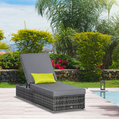 Adjustable Patio Wicker Lounger with Cushion & Pillow, Aluminum Frame, Grey Chaise Loungers Multi Colour  at Gallery Canada