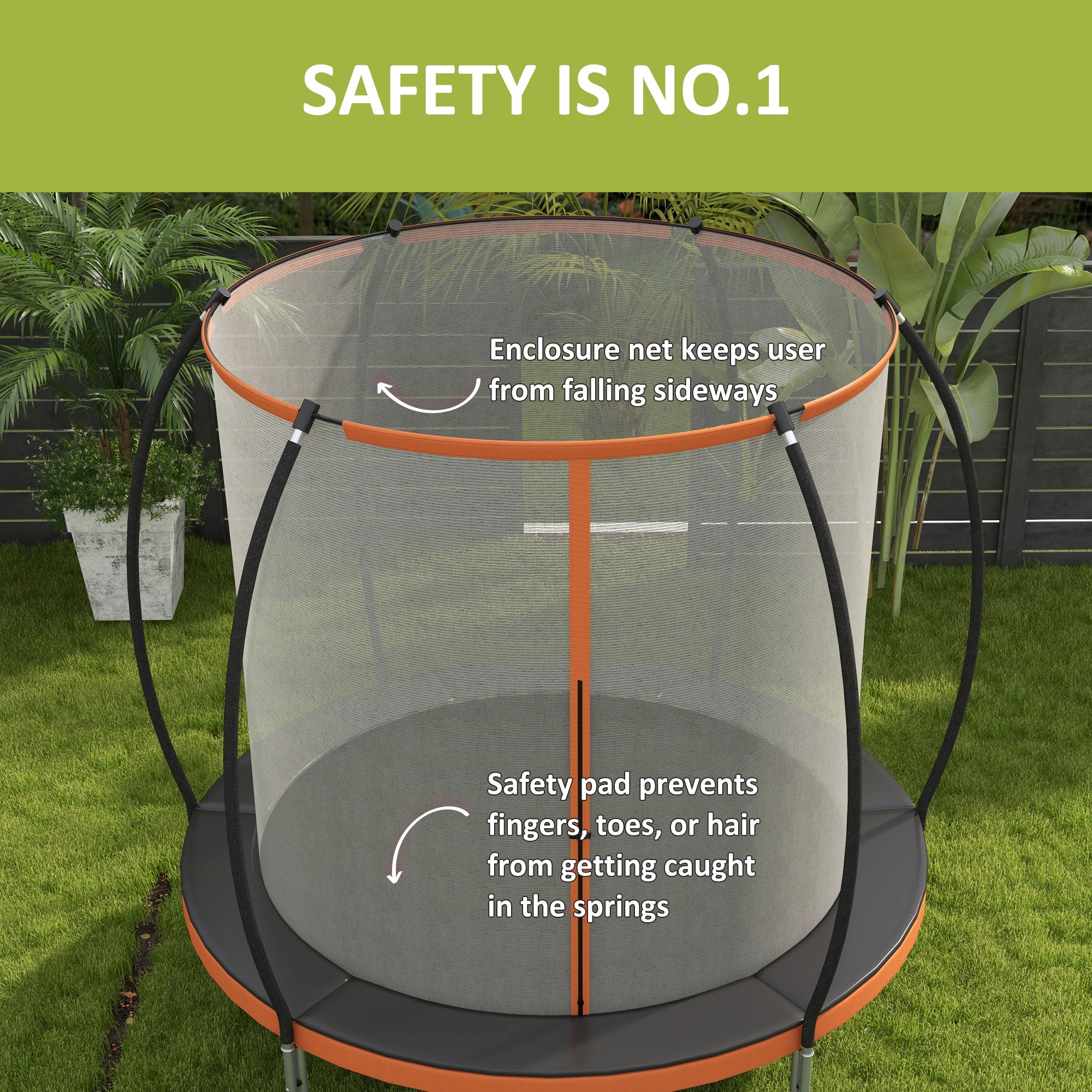 10ft Outdoor Trampoline with Enclosure Net and Ladder, Backyard Fitness Trampoline for Teens and Adults Trampolines at Gallery Canada