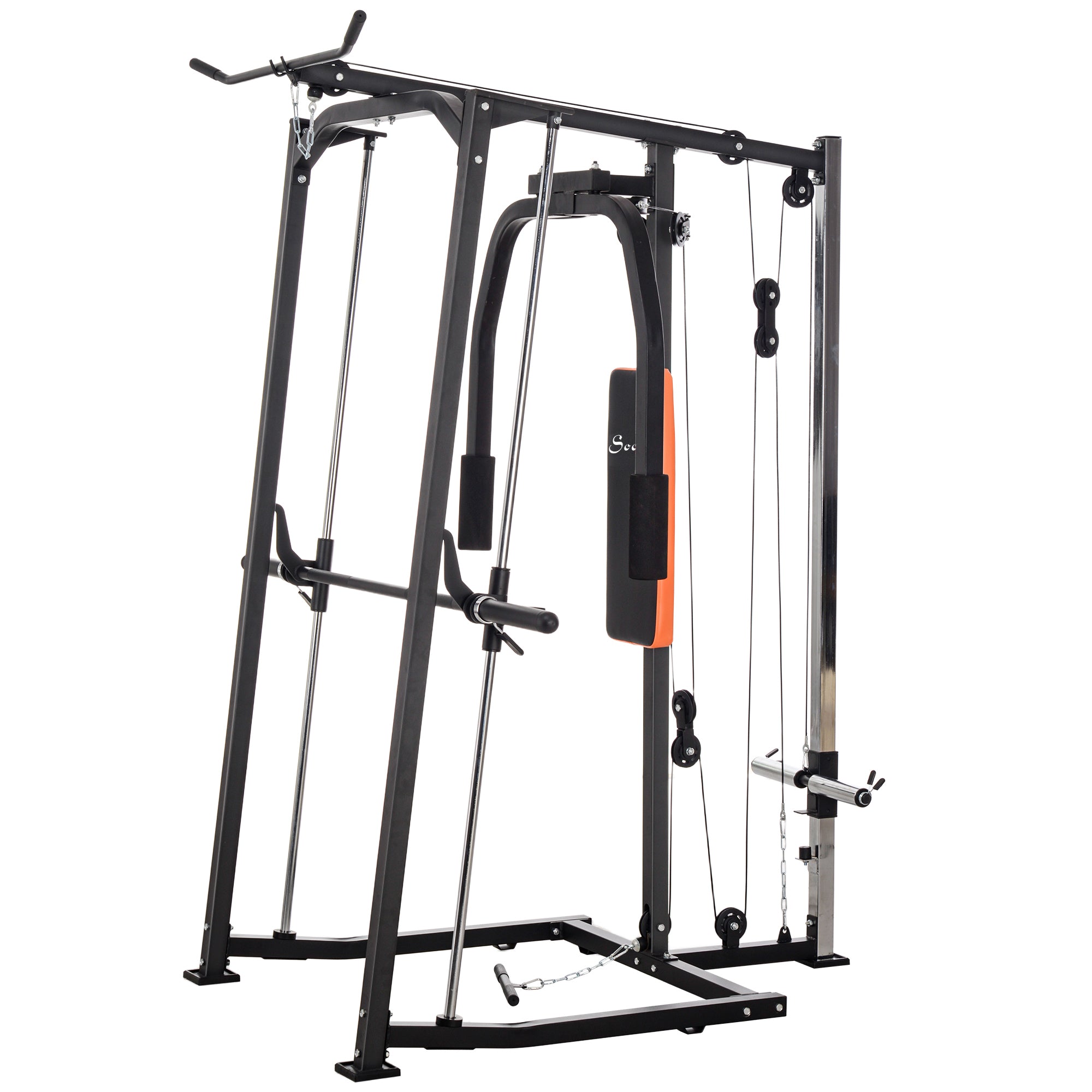 3 In 1 Smith Machine with Dual Cable Pulley System, Chest Press Station, 17-Level Squat Rack and Barbell Bar Power Towers Black at Gallery Canada