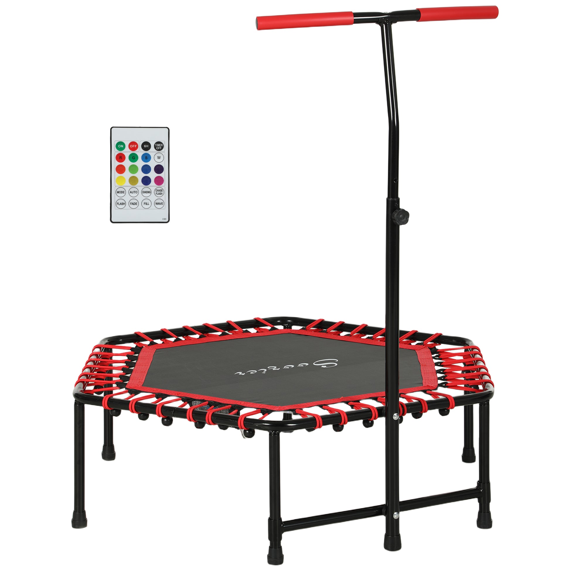 45" Rebounder Trampoline for Adult, Quiet Bungee Rebounder with LED Lights and Adjustable Handle, Red Trampolines   at Gallery Canada