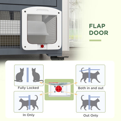 Cat Condo Wooden Indoor Cat House on Wheels with Cat Flap Door Platforms Hammock Openable Top for 2 Cats, Light Grey Outdoor Cat Enclosures   at Gallery Canada