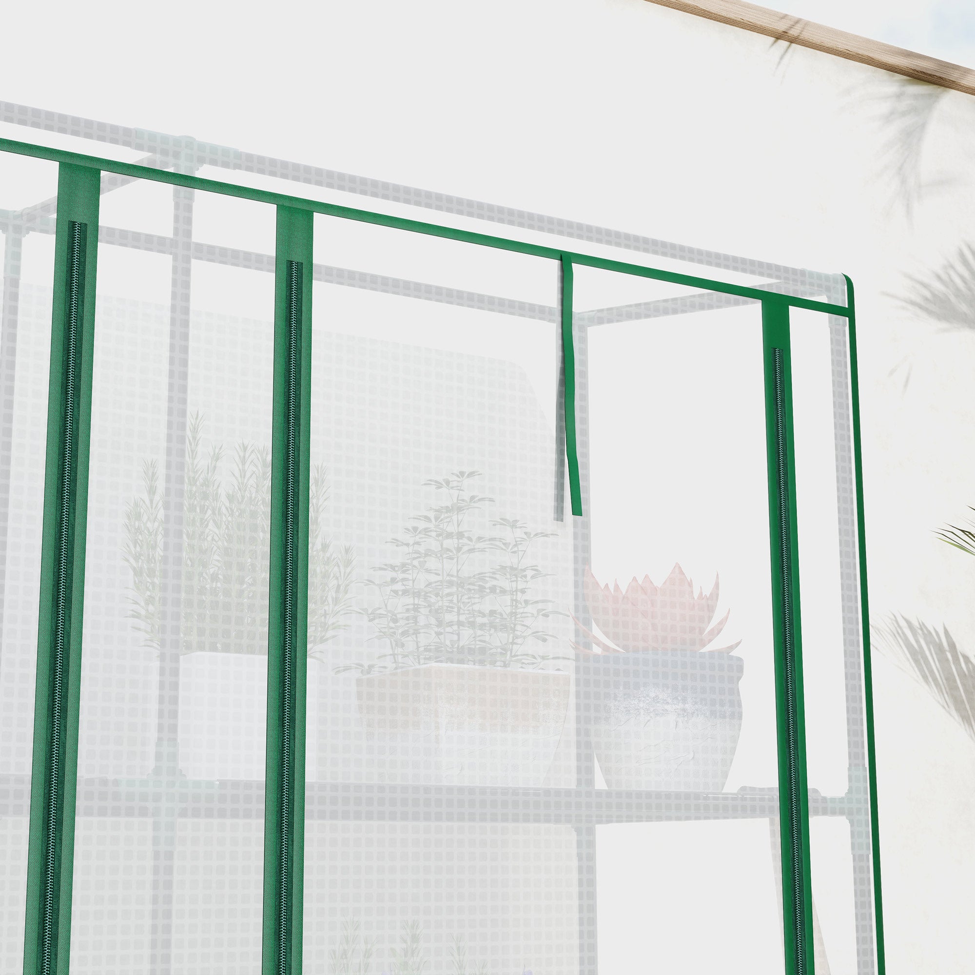 Lean-to Greenhouse with 3 Tier Shelves, Mini Greenhouse with 3 Roll-Up Doors for Indoor Outdoor, White Greenhouses at Gallery Canada
