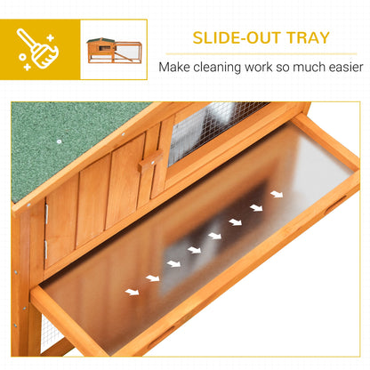 Wooden Rabbit Hutch Guinea Pig House with Removable Tray, Openable Roof, Trough, Run for Tortoises and Ferrets, Orange Rabbit Hutch   at Gallery Canada