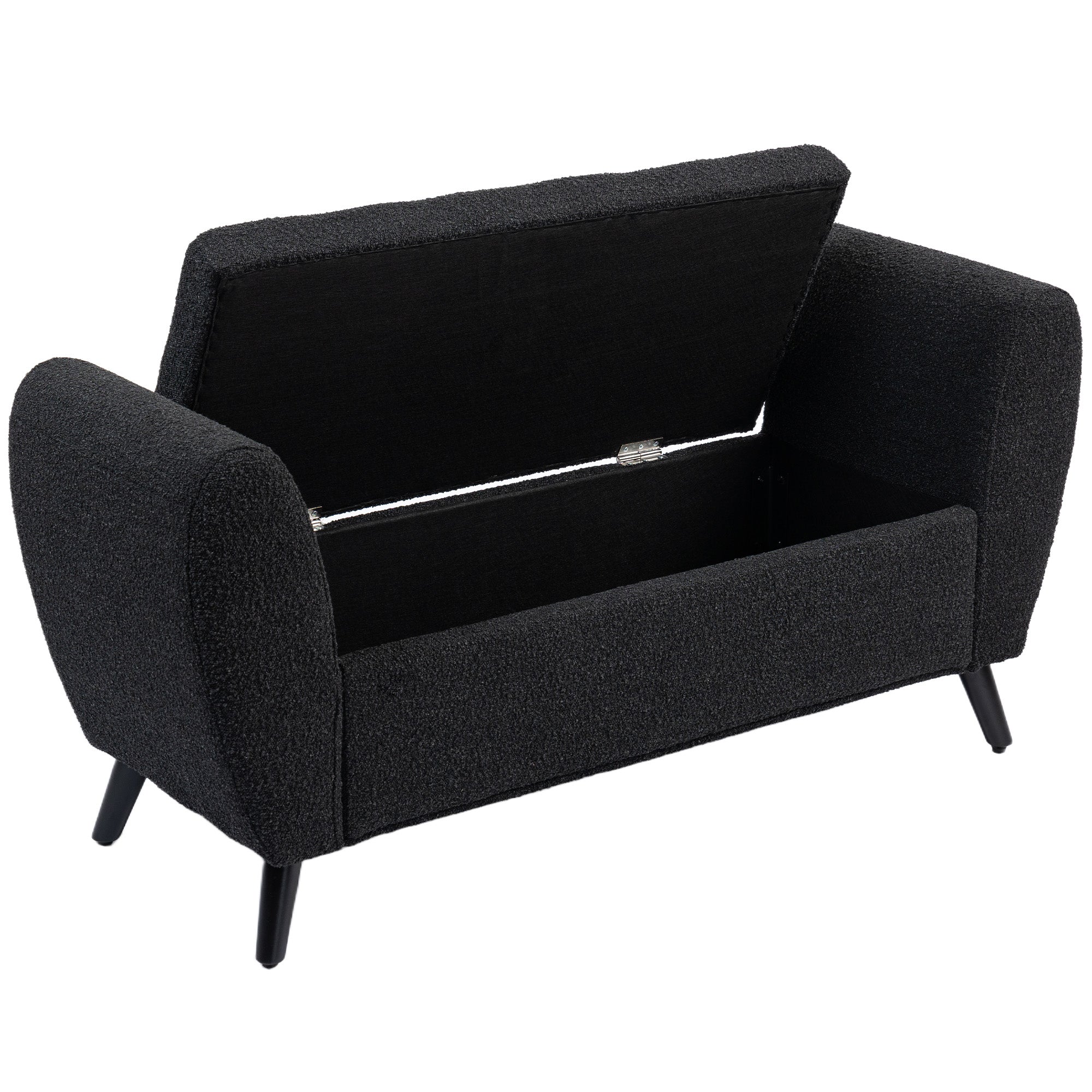 Upholstered Storage Bench with Arms, Modern Ottoman Bench for Bedroom, Entryway, and Living Room, Black Storage Ottomans & Benches at Gallery Canada