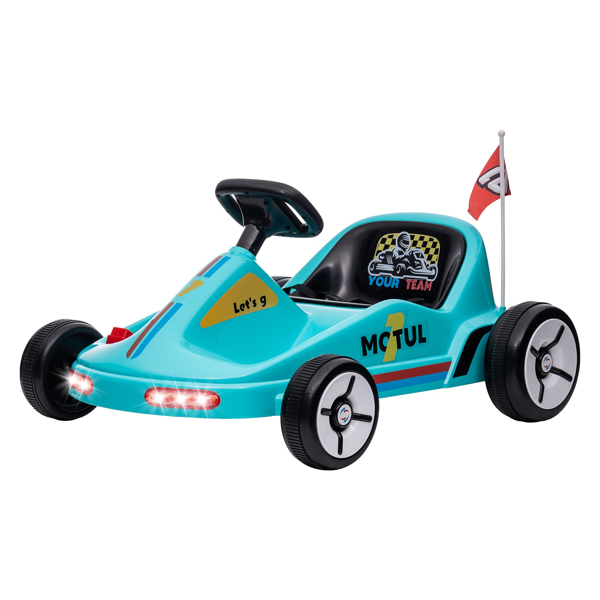 6V Electric Go Kart for Aged 3-5 Kids with Music, Light, Horn, Blue Pedal Go Karts for Kids Blue at Gallery Canada