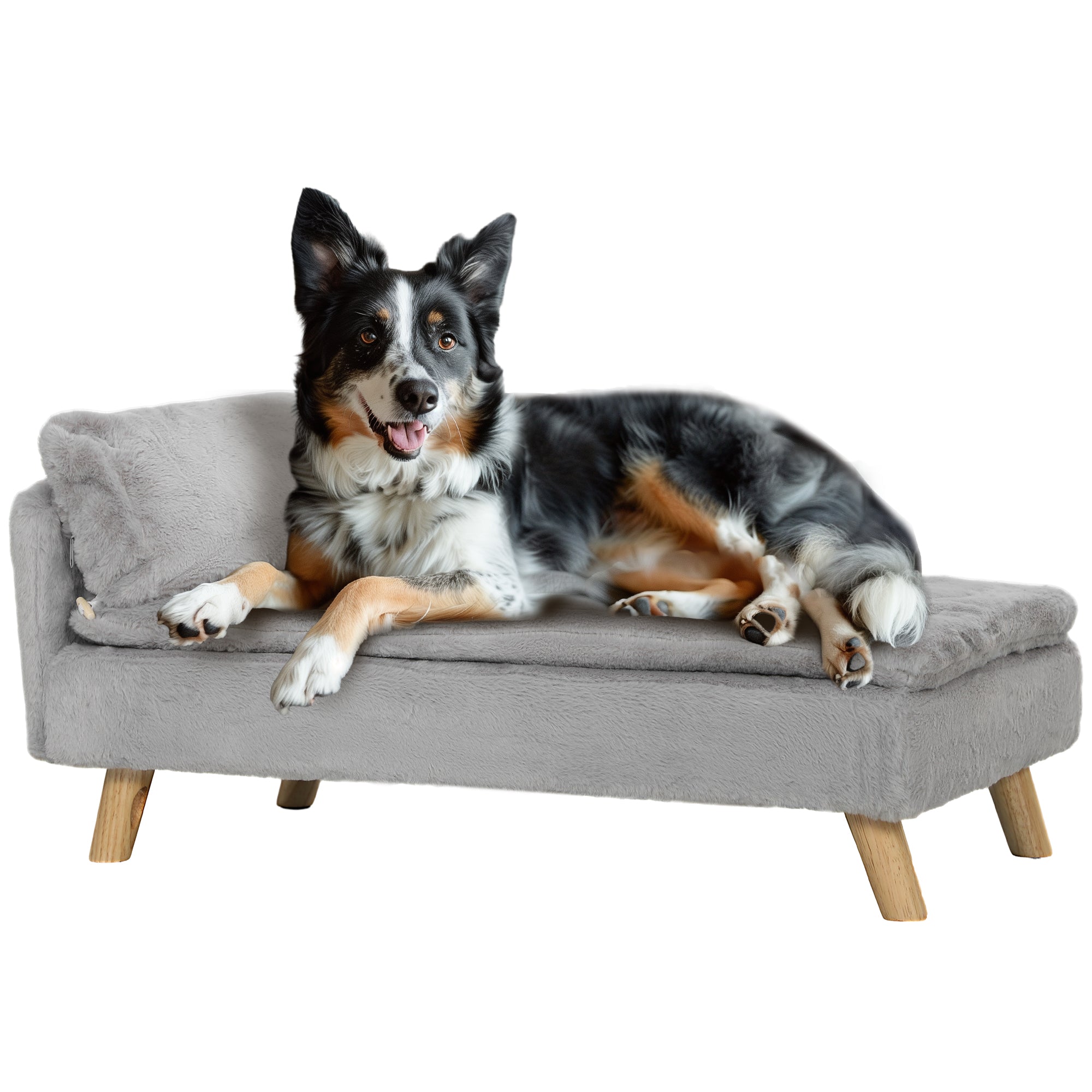 Dog Sofa Bed for Medium Dogs Cats with Cushion, Pillow, Removable and Washable Cover, Non-slip Foot Pads, Light Grey Dog Sofas   at Gallery Canada