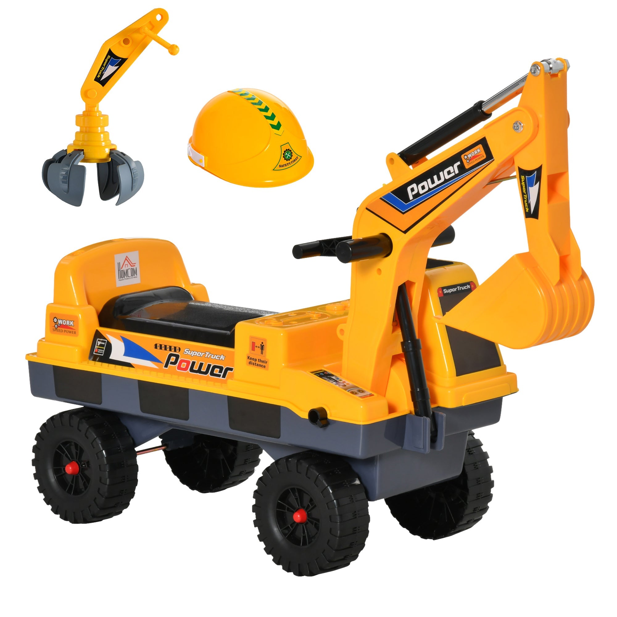 2-in-1 Ride-On Excavator Truck Toy with Music and Lights, Yellow Toy Excavators Multi Colour  at Gallery Canada