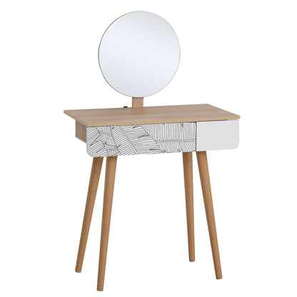 Vanity Desk with Mirror, Vanity Table with Drawer and Height Adjustable Mirror, Makeup Table with Wood Legs for Bedroom, Oak Dressing & Vanity Tables Multi Colour  at Gallery Canada