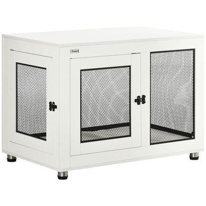 Pet Crate End Table with Water-resistant Cushion or Medium Small Dogs, White Houses, Kennels & Pens White  at Gallery Canada