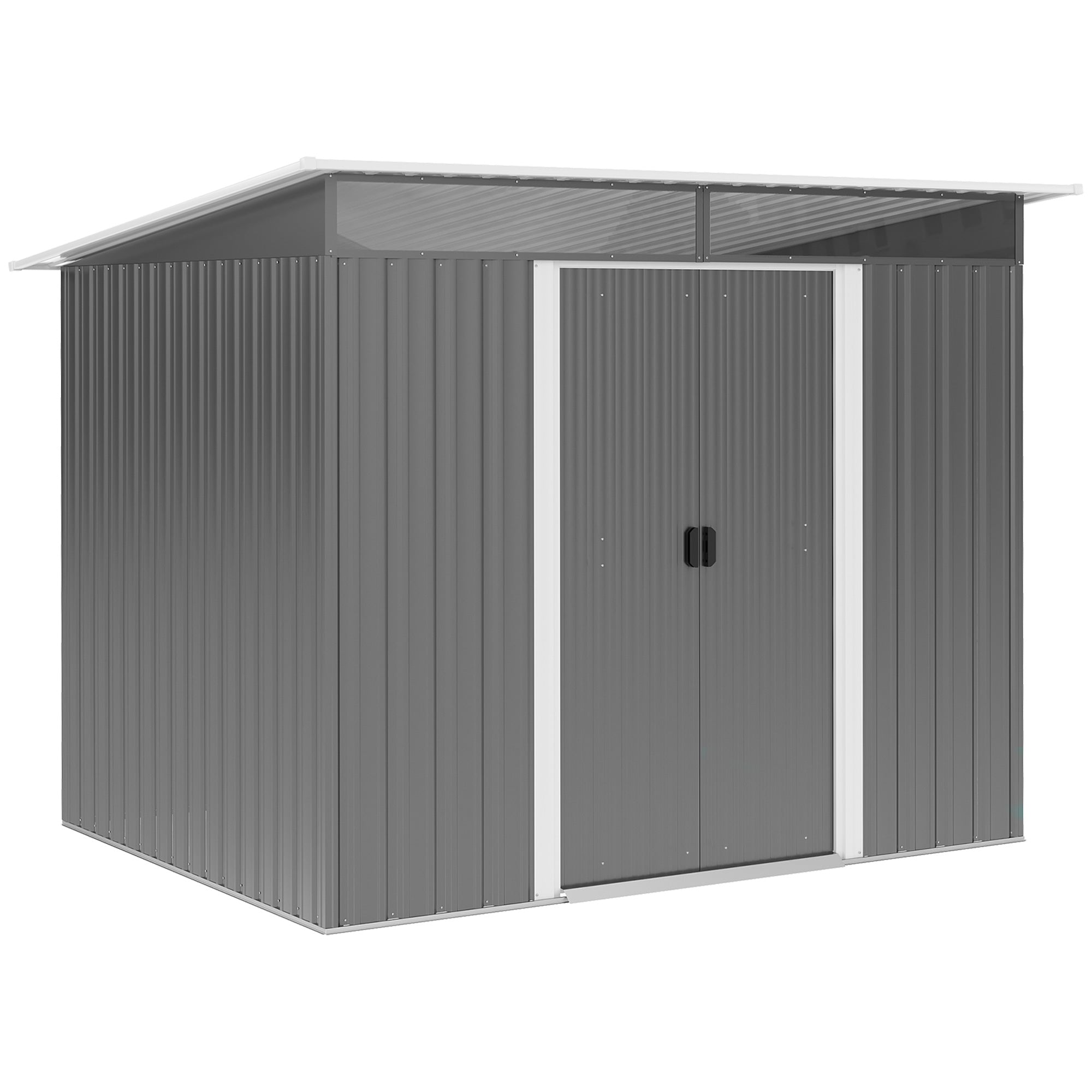 6' x 8.5' Outdoor Metal Garden Shed Utility Tool Storage Steel Backyard House, Grey Sheds Grey  at Gallery Canada