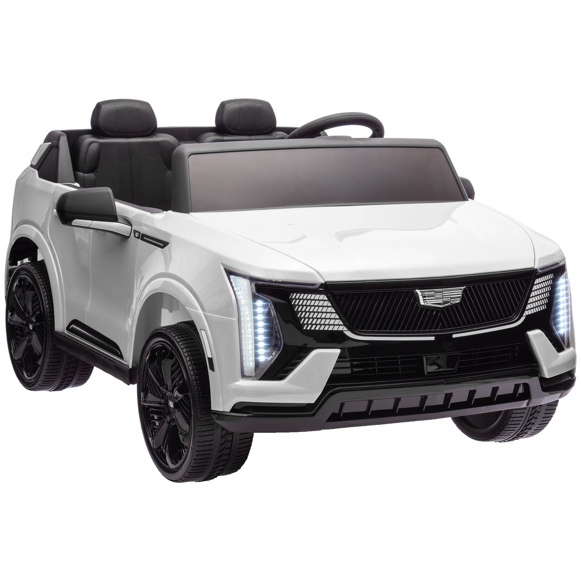 2-Seater Ride on Truck, 12V Cadillac Escalade Licensed Kids Electric Car with Remote , Spring Suspension, White Electric Toy Cars   at Gallery Canada