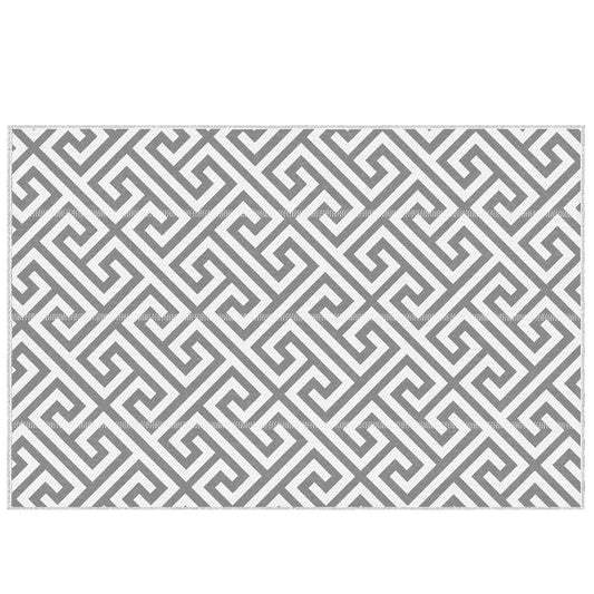 Reversible Outdoor RV Rug, Patio Floor Mat, 5' x 8' Plastic Straw Rug for Backyard, Deck, Beach, Camping, Grey &; White Garden Decor at Gallery Canada