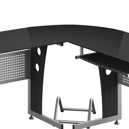 64" Modern L-Shaped Glass Top Office Workstation Computer Desk PC Table Computer Desks   at Gallery Canada