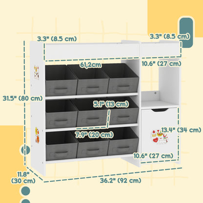 Toy Storage Organizer with 9 Non-Woven Fabric Boxes, Storage Cabinet &; Shelves, for Kids Room, Nursery, Playroom, White Bookshelves & Bookcases at Gallery Canada