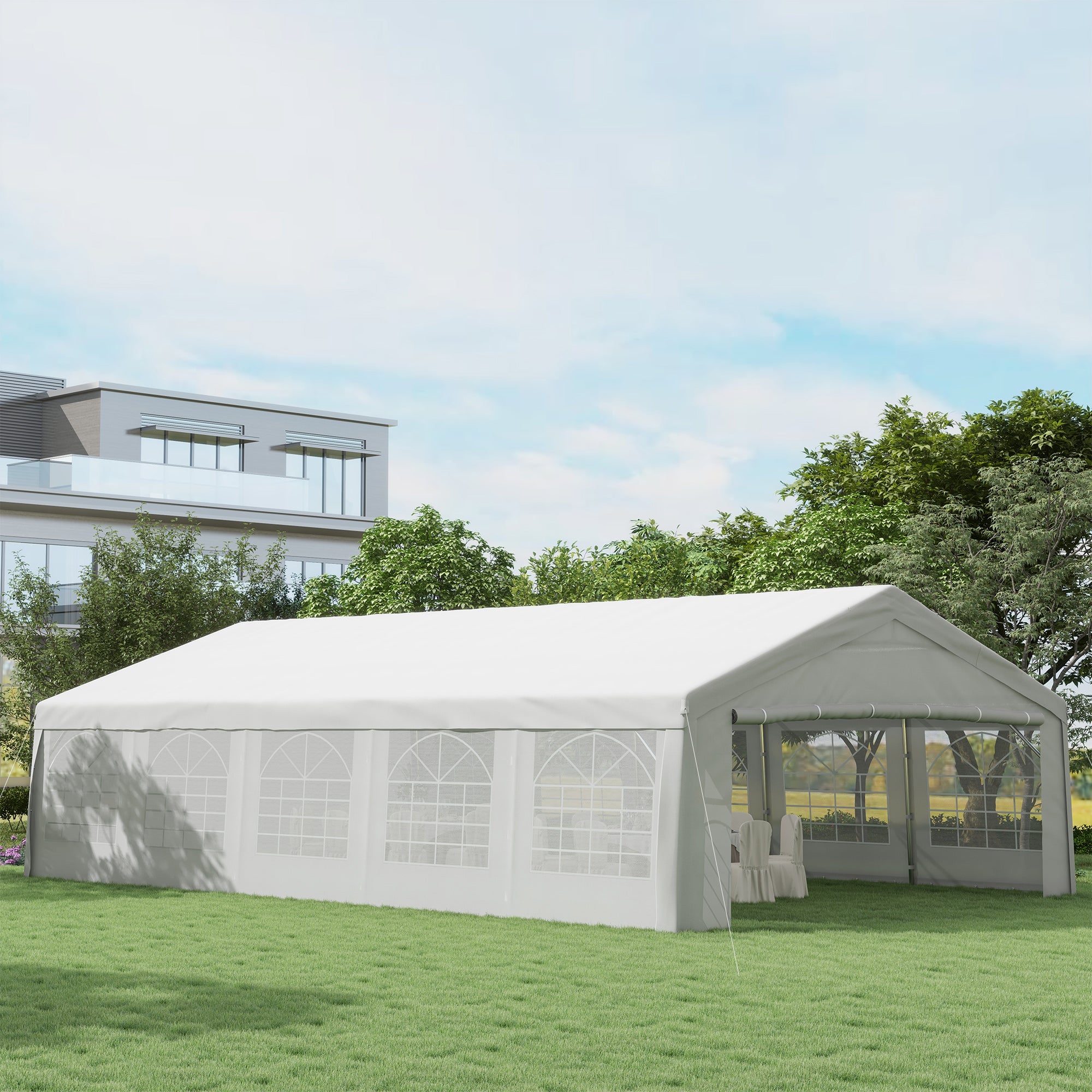 33'x20' Heavy Duty Steel Carport Garage Wedding Party Event Tent Shelter Gazebo Outdoor w/ Sidewalls Canopy Pavilion White Canopy Tents at Gallery Canada