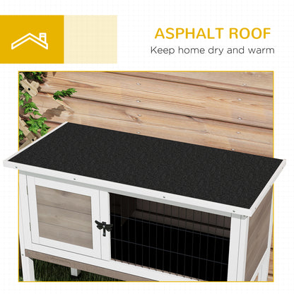 Wooden Rabbit Hutch with Openable Asphalt Roof, Tray, Brown Rabbit Hutch   at Gallery Canada