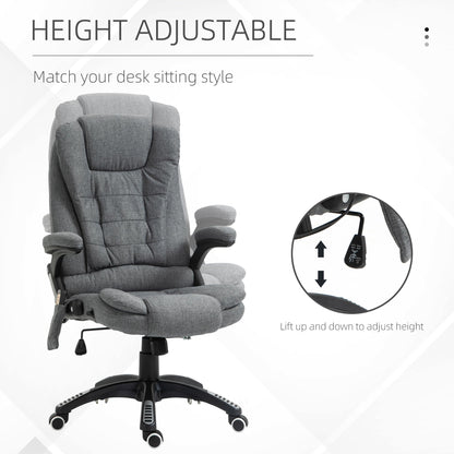 6 Point Vibrating Massage Home Office Chair High Back Executive Chair with Reclining Back, Swivel Wheels, Grey Massage Chairs   at Gallery Canada