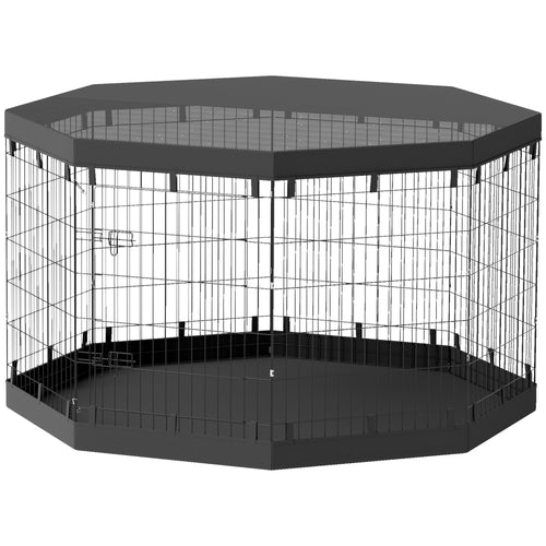 8 Panels Foldable Dog Playpen with Bottom Pad &; Top Cover, 36