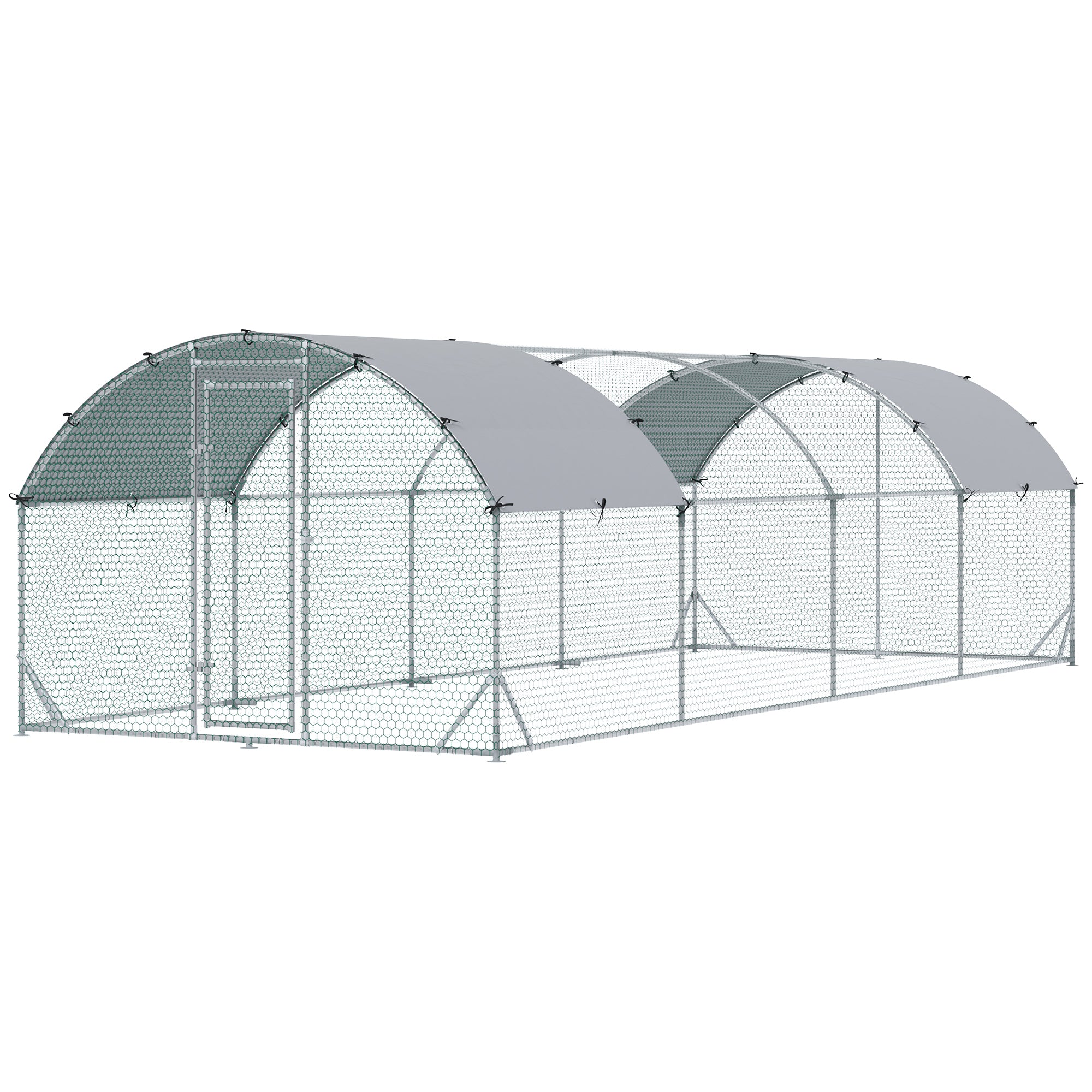 Galvanized Large Metal Chicken Coop Cage Walk-in Enclosure Poultry Hen Run House Playpen Rabbit Hutch with Cover for Outdoor Backyard 9.2' x 24.9' x 6.5' Silver Chicken Coops at Gallery Canada