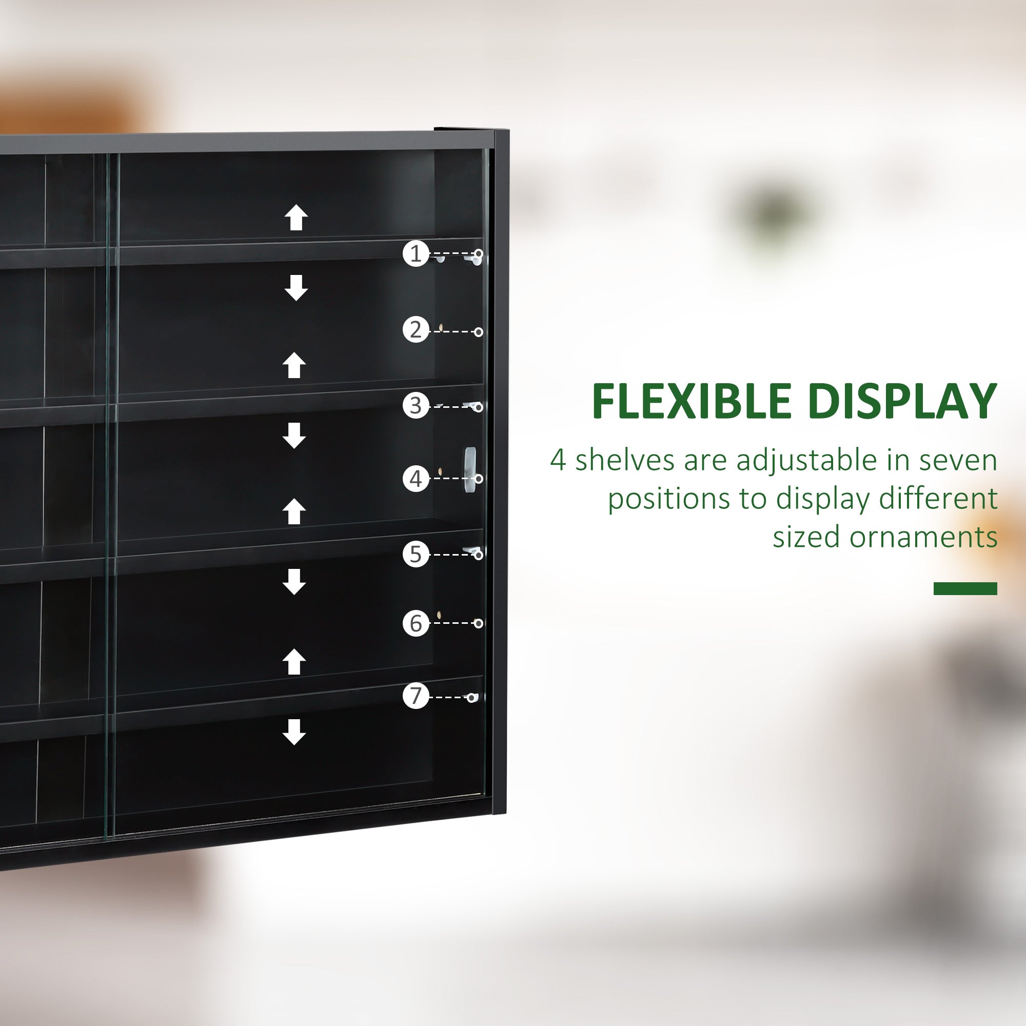 5-Tier Display Cabinet, Shot Glass Display Case, Glass Curio Cabinet with 2 Glass Doors and 4 Adjustable Shelves, Black Display Bookshelves at Gallery Canada