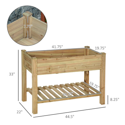 Elevated Wooden Planter Box with Legs and Storage Shelf, 45"x22"x33", Light Green Elevated Garden Beds   at Gallery Canada