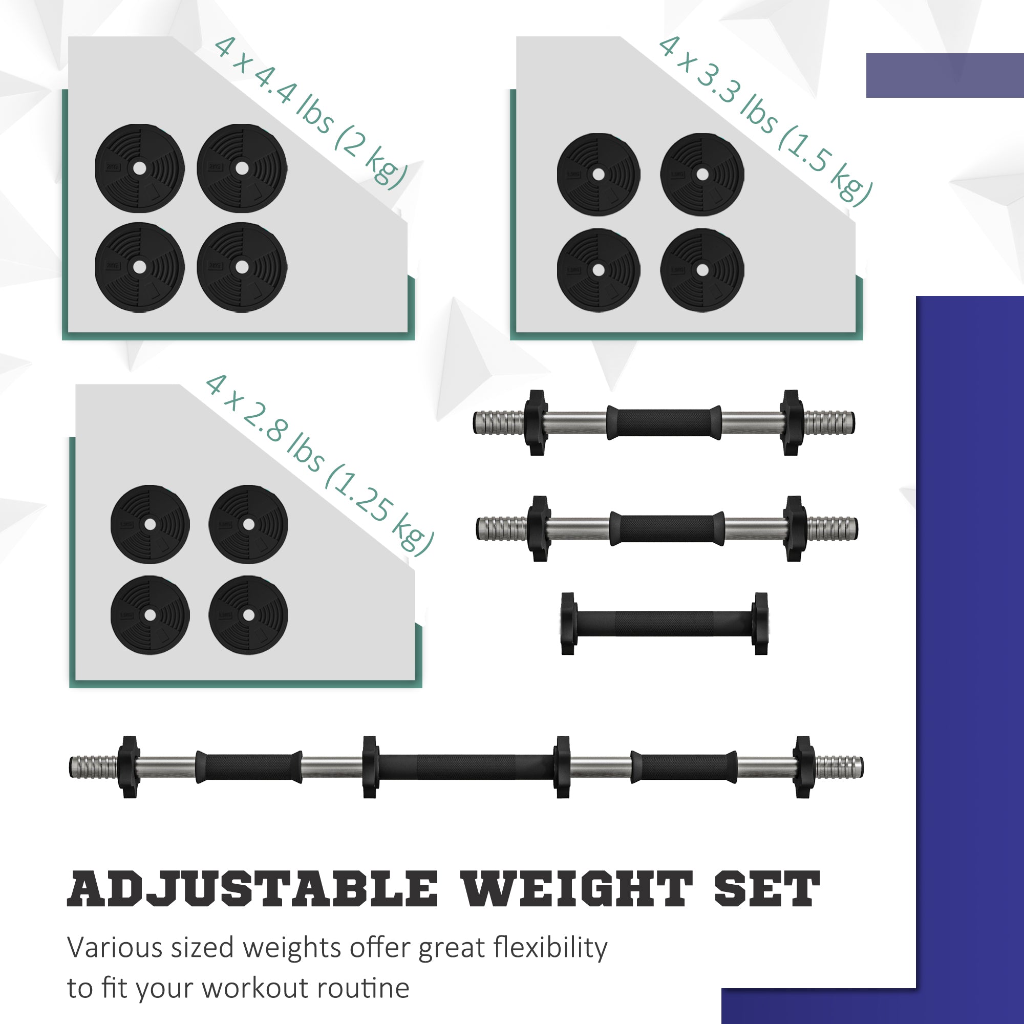 44LBS 2-in-1 Adjustable Barbell &; Dumbbells Set, Weights Set with Non-slip Handles for Men and Women Home Gym Training Dumbbells & Barbells at Gallery Canada