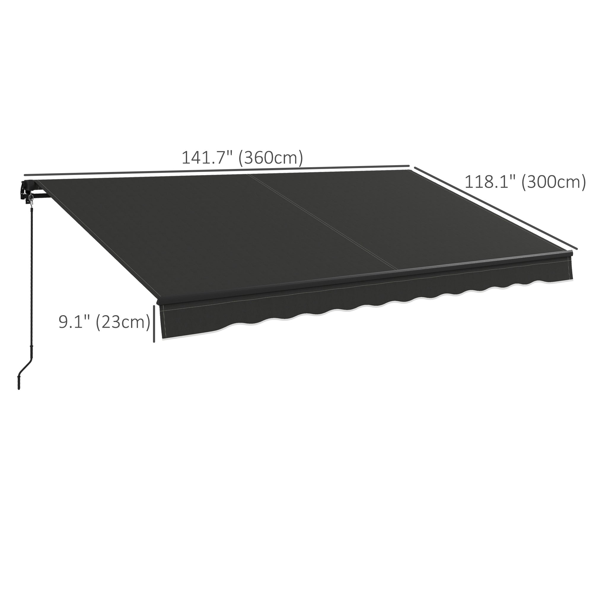 12' x 10' Retractable Awning, 280gsm UV Resistant Sunshade Shelter, for Deck, Balcony, Yard, Black Patio Awnings at Gallery Canada