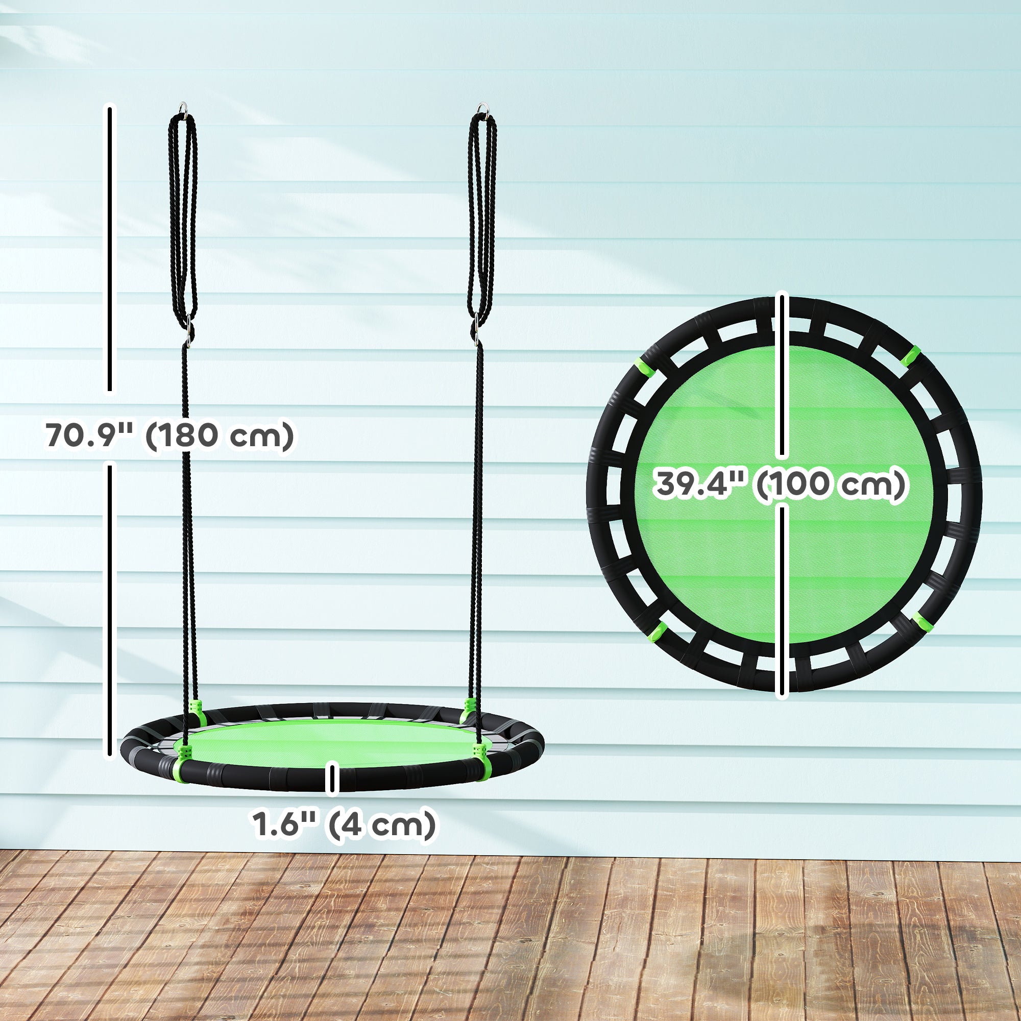 39 inch Saucer Tree Swing Set for Kids with Adjustable Hanging Ropes for Outdoor, Backyard, Green Gym Sets & Swings at Gallery Canada