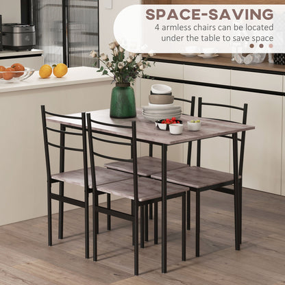 5 Piece Dining Table Set for 4, Space Saving Kitchen Table and 4 Chairs, Rectangle, Steel Frame for Dining Room Bar Sets   at Gallery Canada