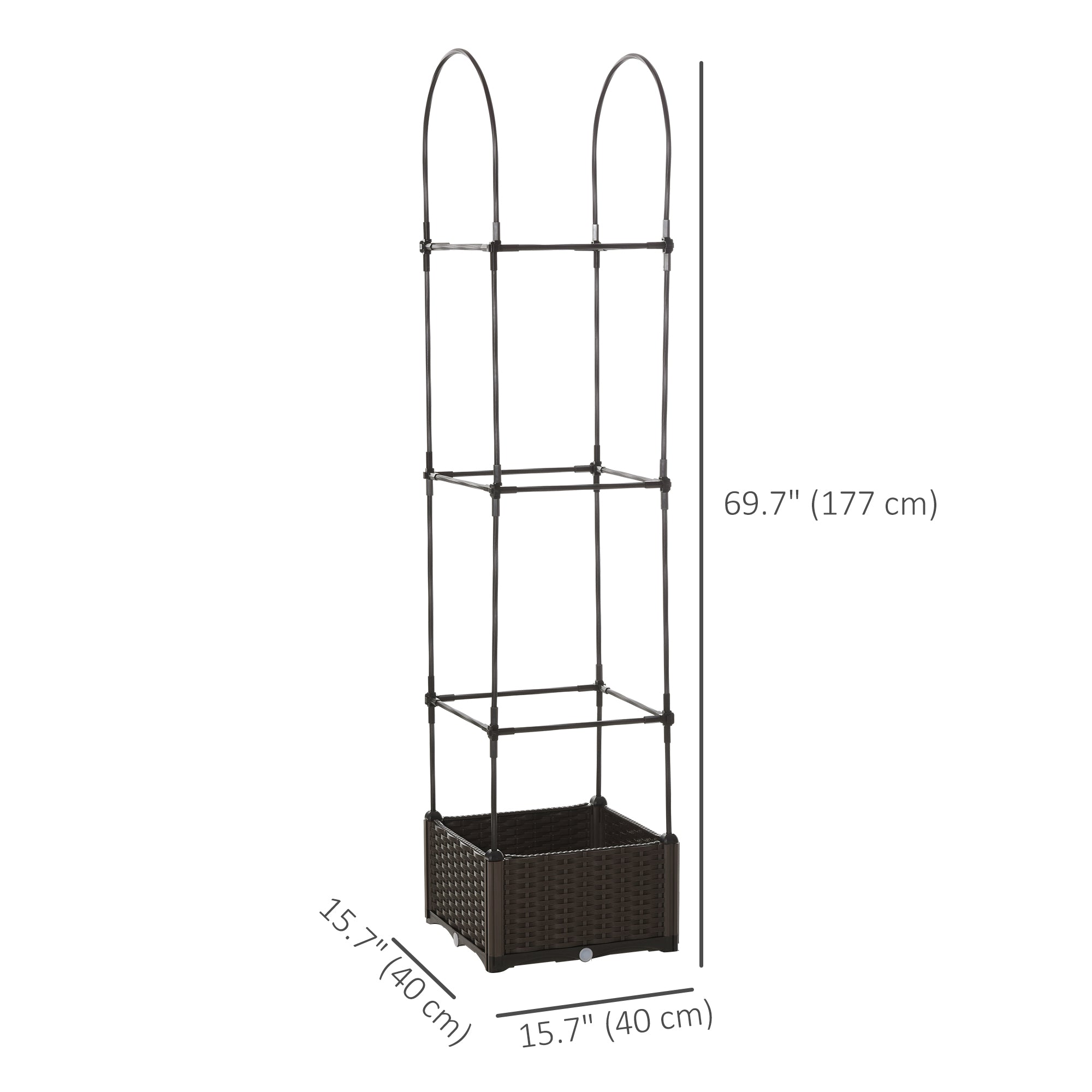 Raised Garden Bed with Trellis, Plastic Planter Box with Self-Watering Disk, Drainage Holes for Climbing Plants Elevated Garden Beds at Gallery Canada