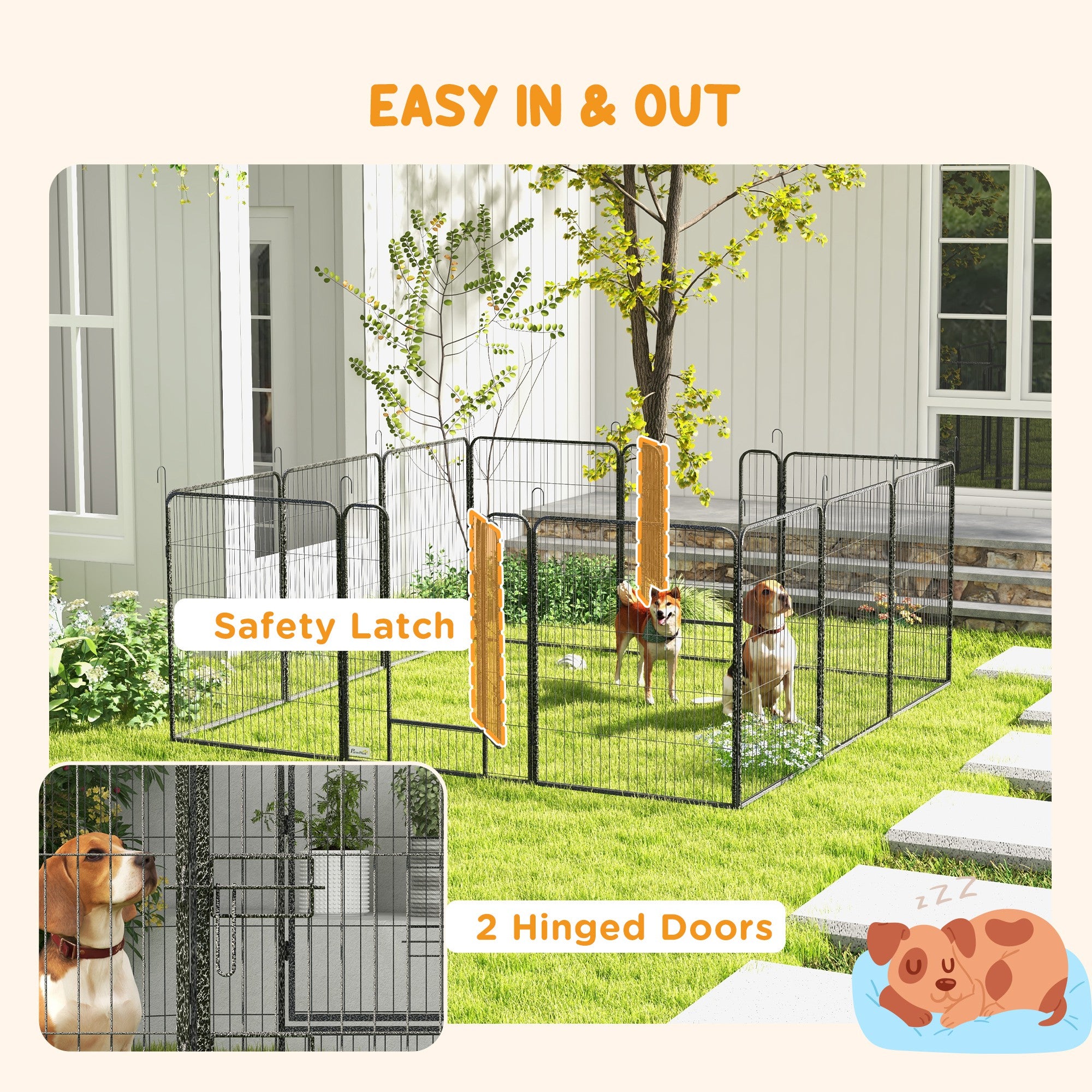 Dog Pen with Gate, 12 Panels Puppy Playpen, Dog Fence, 39