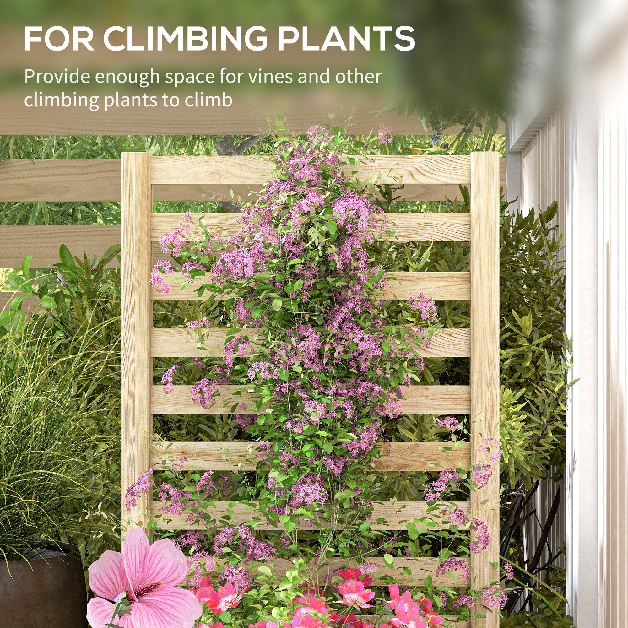 Wood Planter Box with Trellis for Climbing Plants, Raised Garden Bed for Outdoor Flowers Herbs, 91