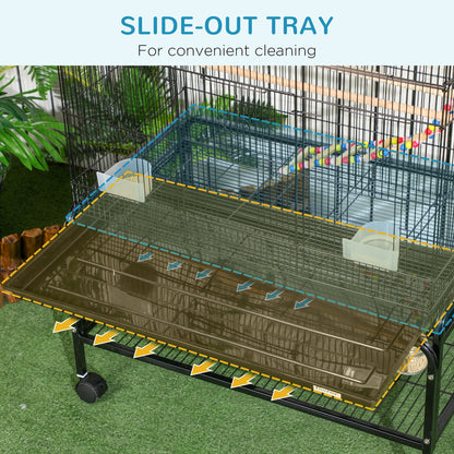 52" Bird Cage for Budgies Cockatiels Canaries Lovebirds Finches with Rolling Stand, Toys, Removable Tray, Storage Shelf Bird Cages   at Gallery Canada