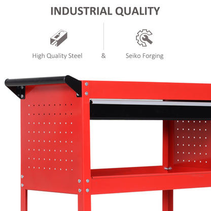 Tool Cart on Wheels, Utility Cart with Wheels, Ball Bearing Drawer, Storage Trays for Garage, Warehouse, Workshop, Red Tool Organizers   at Gallery Canada