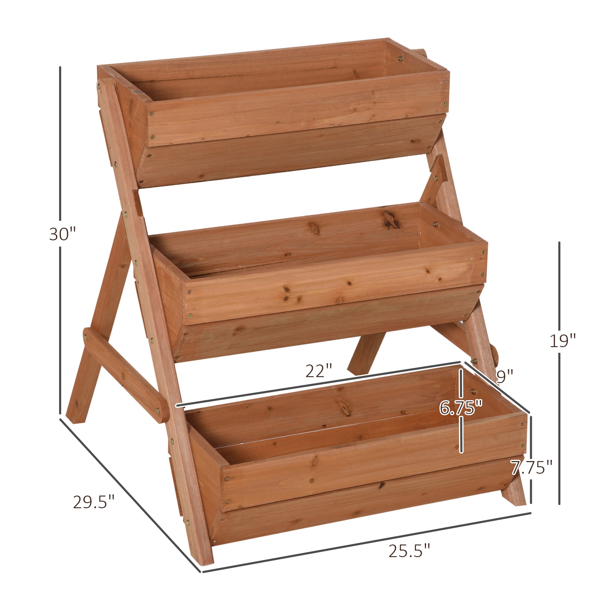 3 Tier Elevated Planter Box, Vertical Wooden Raised Garden Bed for Flowers, Vegetables, Herbs, 26