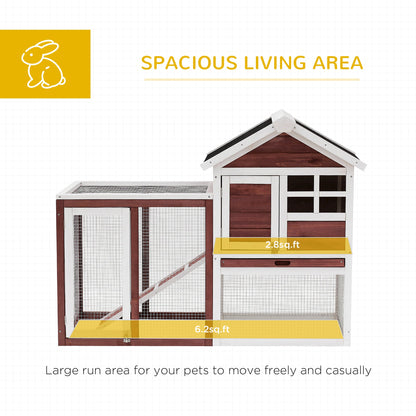 48" Weatherproof Wooden Rabbit Hutch Bunny Cage Small Animal House with Slant Roof And Screened Outdoor Run, Brown Rabbit Hutch   at Gallery Canada