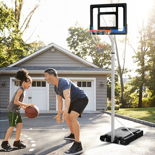 Adjustable Basketball Hoop and Basketball Stand w/ Sturdy Backboard and Weighted Base, Portable on Wheels