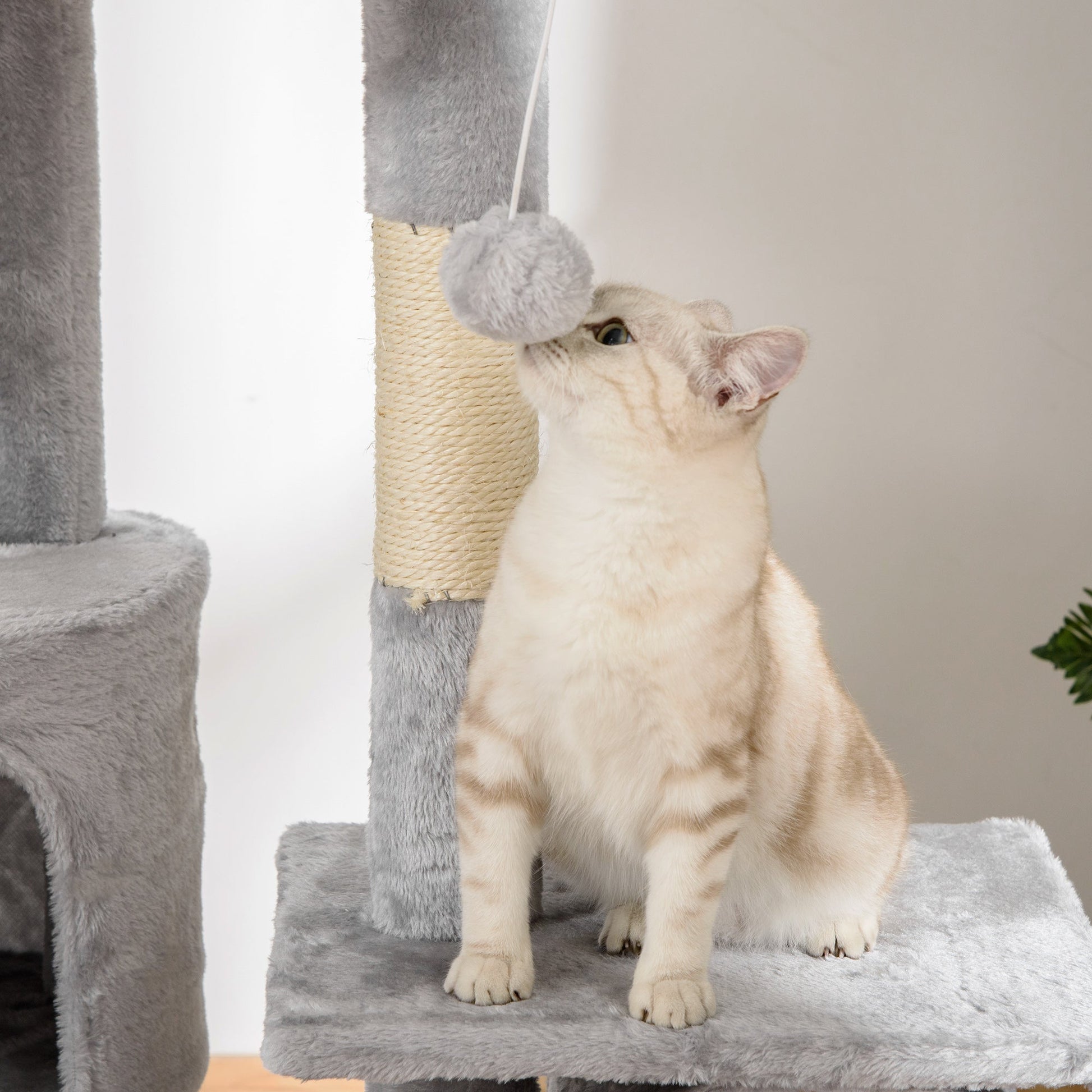 94"-102" Huge Cat Tree Ceiling High Cat Condo Scratching Post Activity Center Multi-Level Play House Light Grey Floor to Ceiling Cat Trees   at Gallery Canada