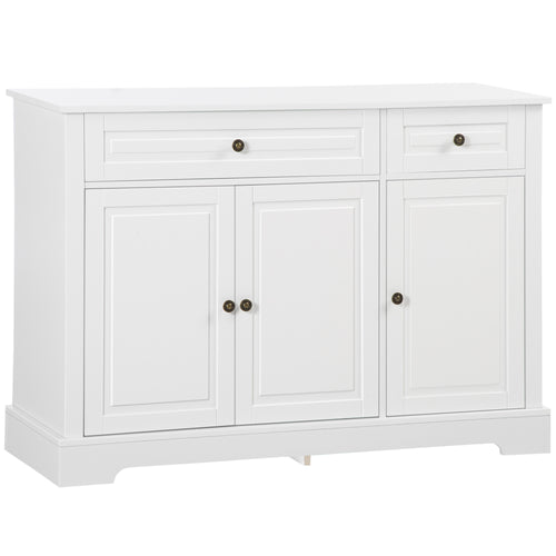 Modern Sideboard Cabinet, Buffet Cabinet with 2 Drawers and Adjustable Shelves, Buffets Tables for Dining Room, White