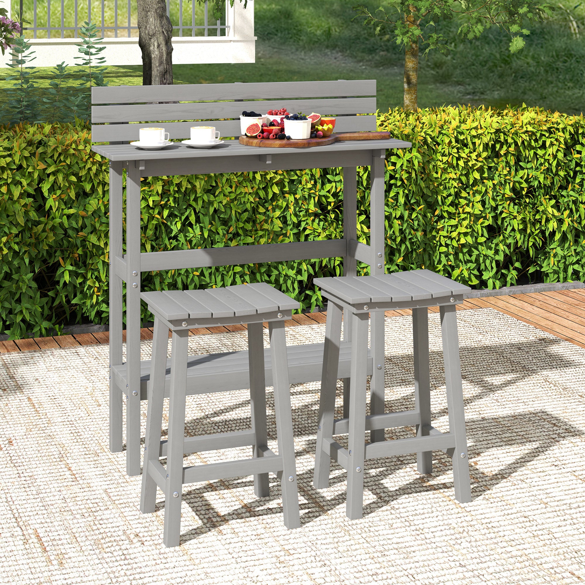 3 Piece Patio Bar Set with 43