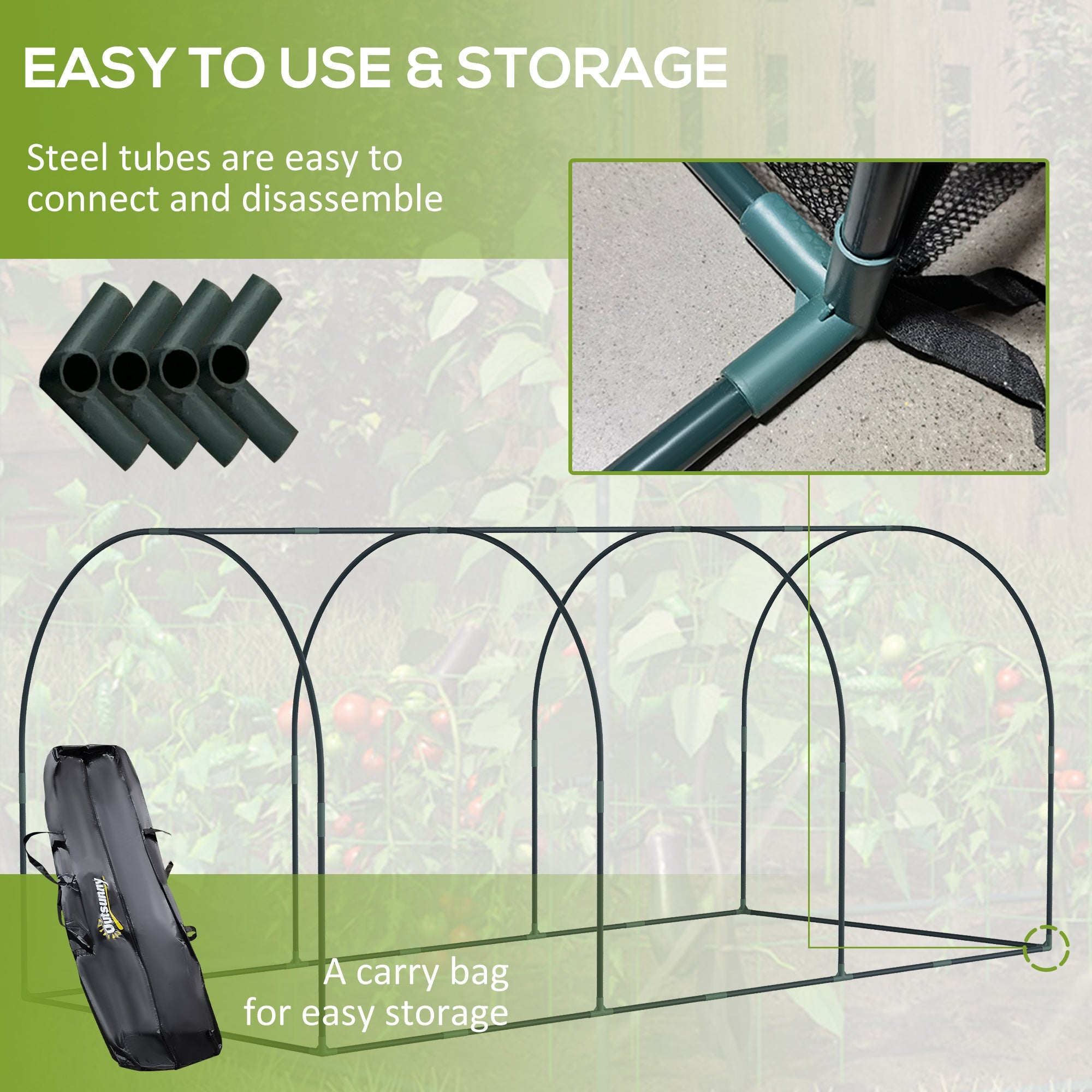 9' x 4' Crop Cage, Garden Plant Protector, with 3 Zippered Doors and 6 Ground Stakes, for Garden, Yard, Lawn, Green Walk In Greenhouses   at Gallery Canada